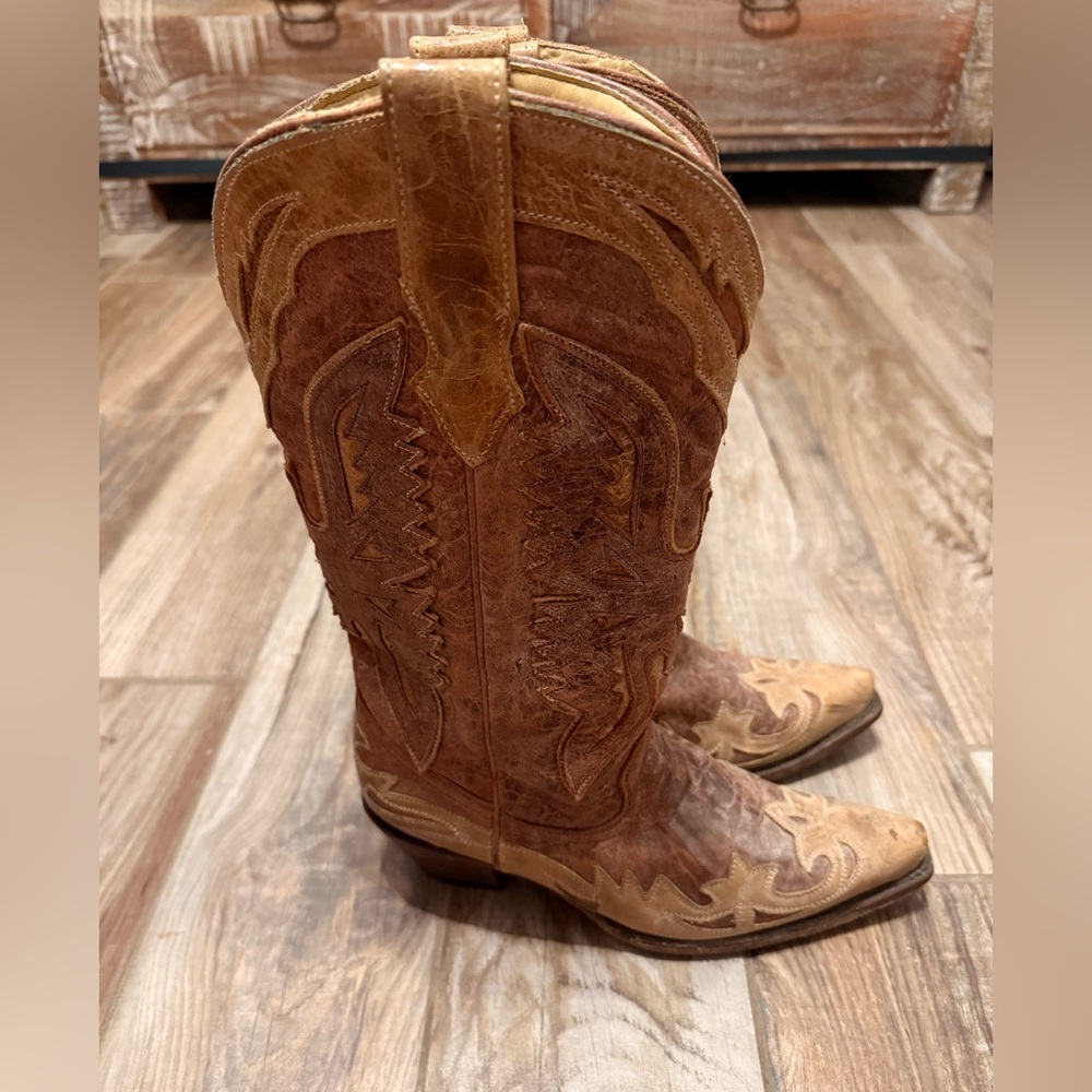 Corral Women's Brown Distressed Eagle Overlay Western Cowgirl Boots - Picture 5 of 8